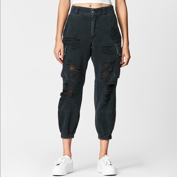 LF Pants - LF BLACK BAGGY CARGO PANTS